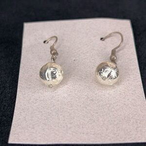 Vintage Sterling Silver Earrings Round Ornate Dangle Style Western